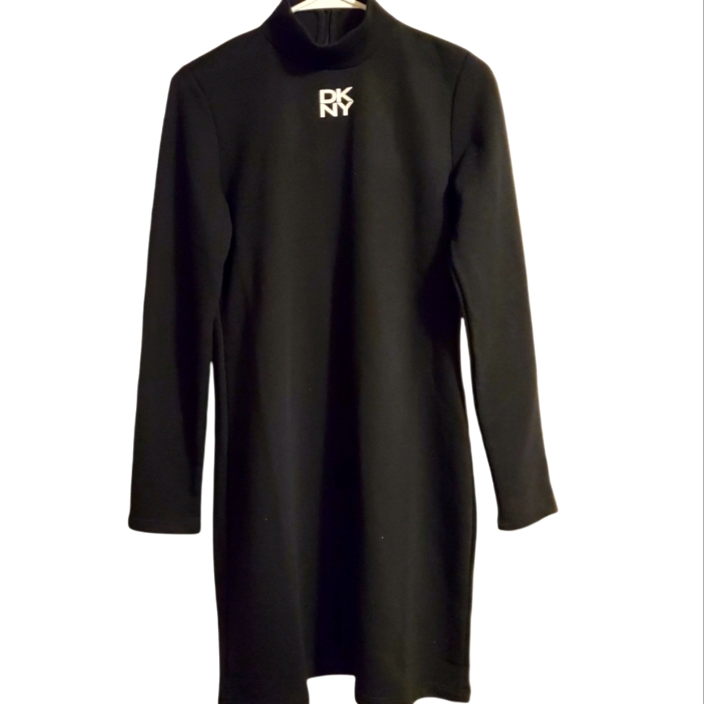 DKNY🖤Long Sleeve Mock Neck Dress, Size S, NWT